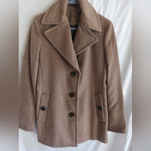 Calvin Klein Wool Pea Coat Tan Brown